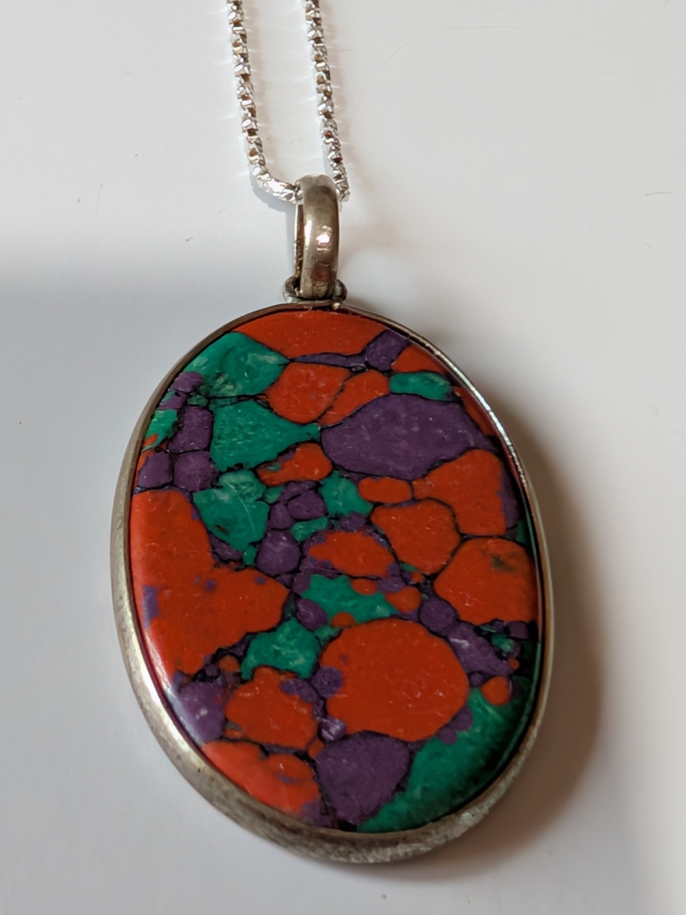 Sterling Silver stone pendant necklace (Mojave)